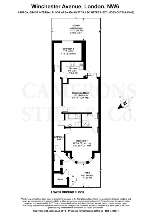 Floor Plan Image for 2 Bedroom Flat to Rent in Winchester Avenue, Queens Park