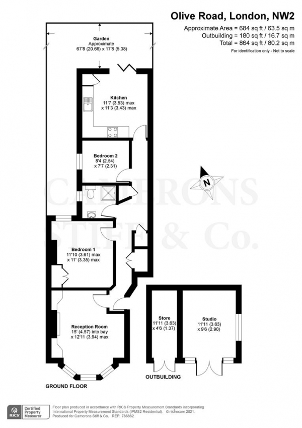 Floor Plan Image for 2 Bedroom Flat to Rent in Olive Road, London