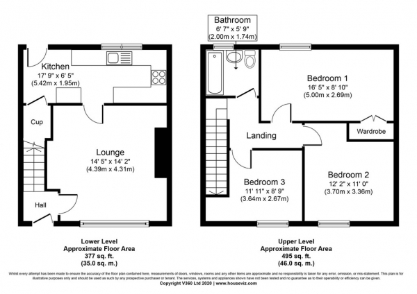 Floor Plan for 3 Bedroom Terraced House to Rent in Myrtle
