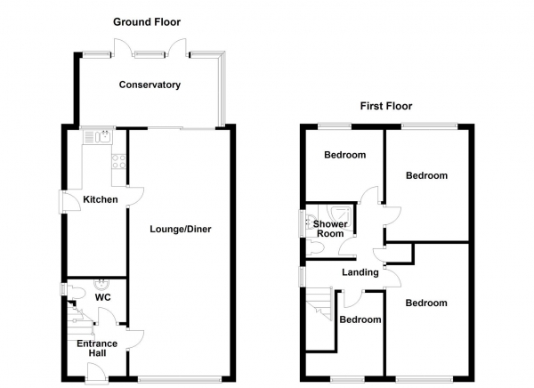 Floor Plan for 4 Bedroom Detached House for Sale in Coxley View, Netherton, Wakefield, WF4, 4NE -  &pound320,000