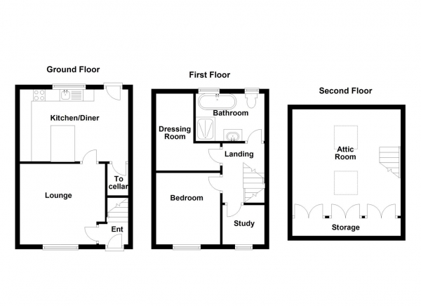 Floor Plan Image for 2 Bedroom Terraced House for Sale in Hirst Street, Mirfield