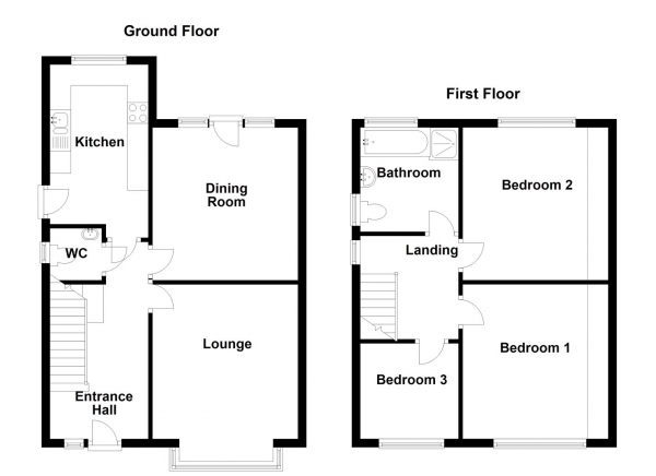 Floor Plan Image for 3 Bedroom Semi-Detached House for Sale in Sunny Bank Road, Mirfield