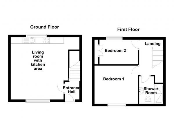 Floor Plan Image for 2 Bedroom Terraced House for Sale in Occupation Lane, Dewsbury