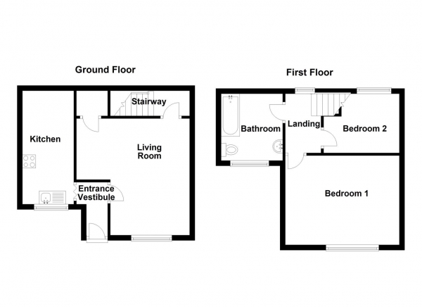 Floor Plan for 2 Bedroom End of Terrace House for Sale in Halifax Road, Liversedge, WF15, 8HT - OIRO &pound170,000