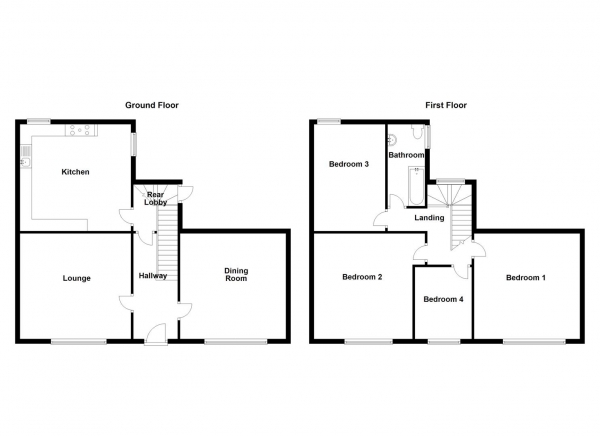 Floor Plan Image for 4 Bedroom Semi-Detached House for Sale in Queen Street, Mirfield