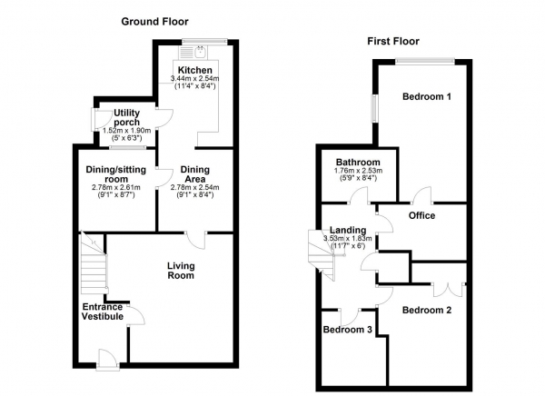 Floor Plan Image for 3 Bedroom Semi-Detached House for Sale in Southcroft Gate, Birkenshaw