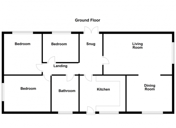 Floor Plan for 3 Bedroom Detached Bungalow for Sale in Boundary Road, Dewsbury, WF13, 4PU -  &pound235,000