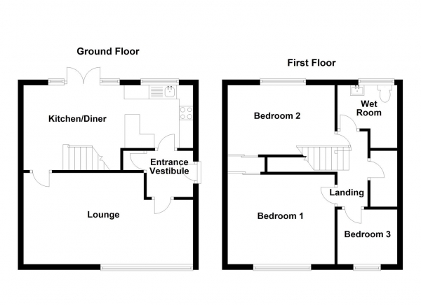 Floor Plan Image for 3 Bedroom Semi-Detached House for Sale in Water Royd Crescent, Mirfield