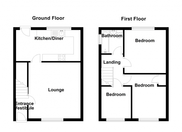 Floor Plan Image for 3 Bedroom Semi-Detached House for Sale in Cornmill Drive, Liversedge