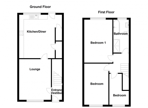 Floor Plan Image for 3 Bedroom Terraced House for Sale in Huddersfield Road, Mirfield