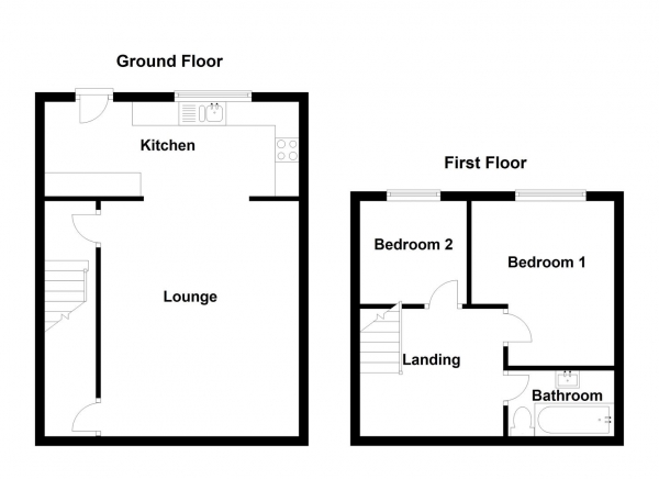 Floor Plan Image for 2 Bedroom Terraced House for Sale in Shill Bank Lane, Mirfield