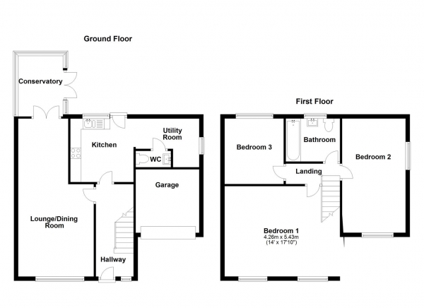 Floor Plan Image for 3 Bedroom Semi-Detached House for Sale in St. Marys Walk, Mirfield