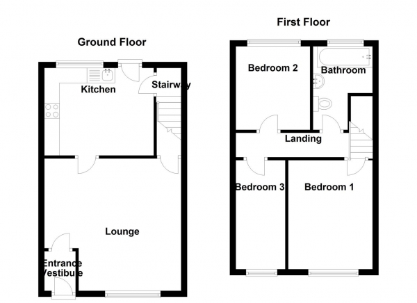 Floor Plan Image for 3 Bedroom Terraced House for Sale in Mortimer Avenue, Batley