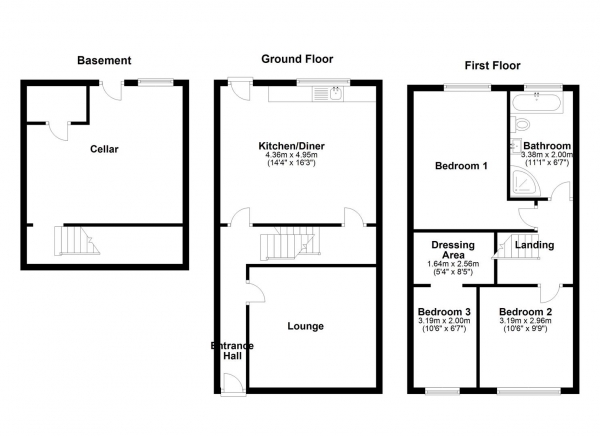 Floor Plan Image for 3 Bedroom Terraced House for Sale in Birkhead Street, Heckmondwike