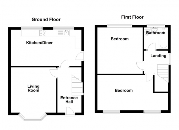 Floor Plan Image for 2 Bedroom Semi-Detached House for Sale in Moorcroft Drive, Dewsbury