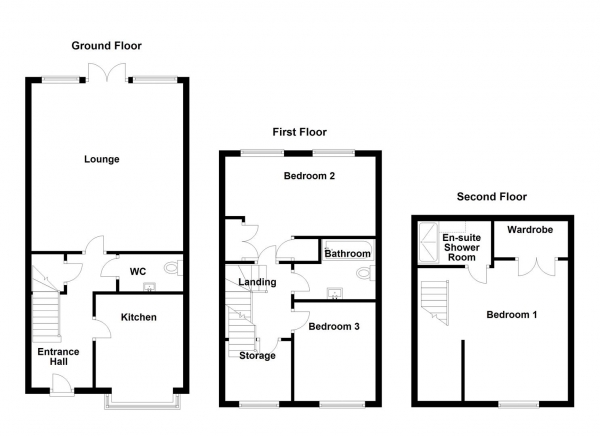 Floor Plan Image for 3 Bedroom End of Terrace House for Sale in Springfield Court, Liversedge