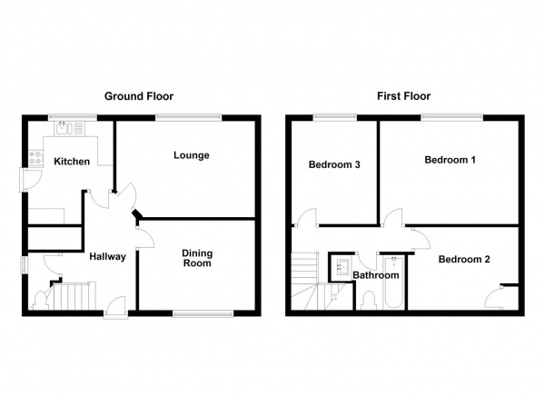 Floor Plan Image for 3 Bedroom Property for Sale in Knowl Road, Mirfield