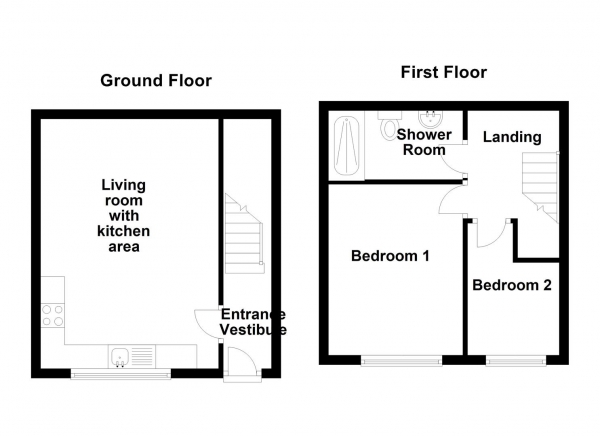 Floor Plan Image for 2 Bedroom Terraced House for Sale in Hollinbank Lane, Heckmondwike