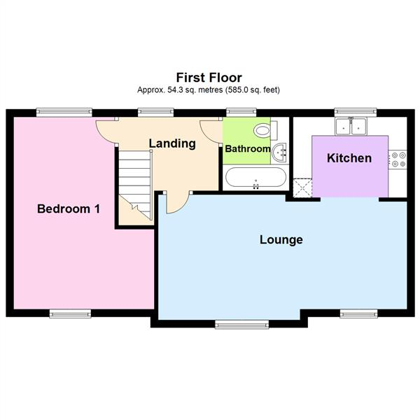 Floor Plan Image for 1 Bedroom Apartment for Sale in Bourchier Way, Grappenhall Heys, Warrington, WA4