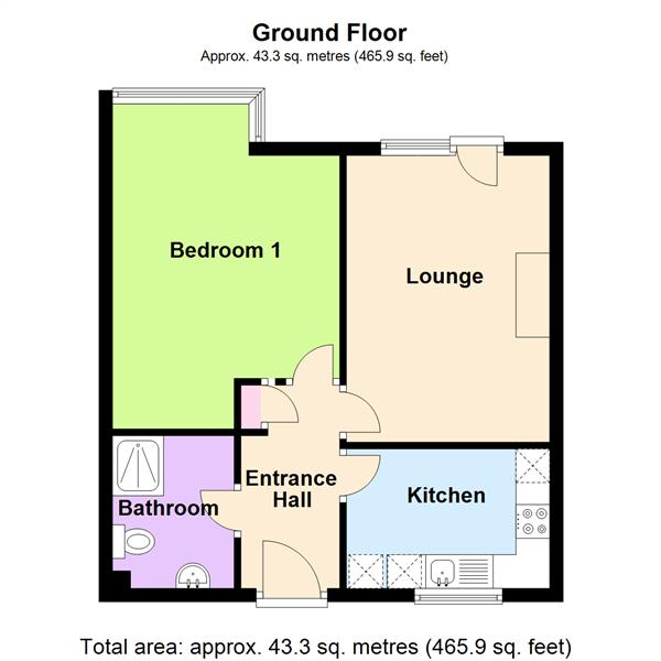 Floor Plan Image for 1 Bedroom Apartment for Sale in Arena Gardens, Warrington, WA2