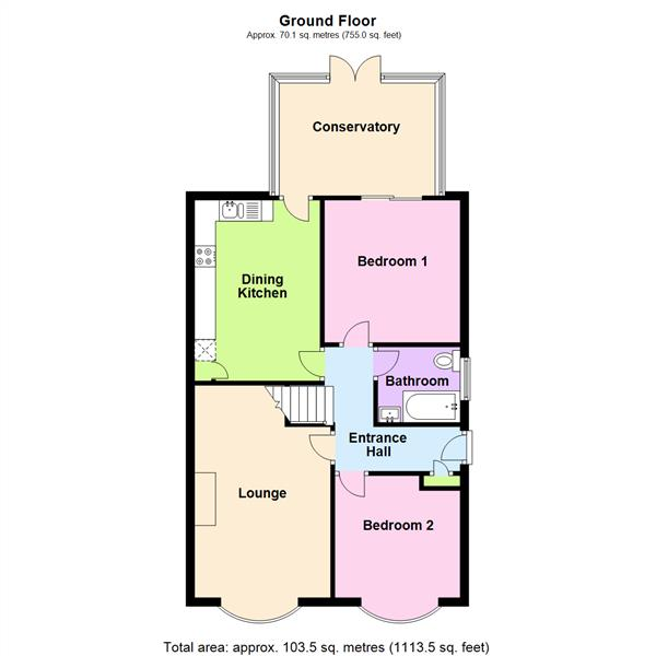 Floor Plan Image for 3 Bedroom Semi-Detached Bungalow for Sale in Gainsborough Road, Warrington, WA4