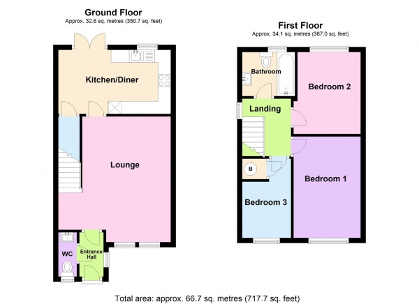 Floor Plan for 3 Bedroom Mews for Sale in Barbondale Close, Great Sankey, Warrington, WA5, WA5, 3HU -  &pound250,000