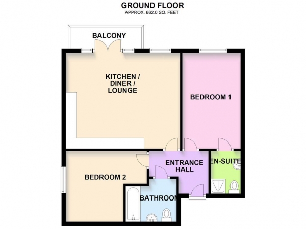 Floor Plan Image for 2 Bedroom Apartment for Sale in Beaumont Court, Elphins Drive, Near Stockton Heath, Warrington, WA4