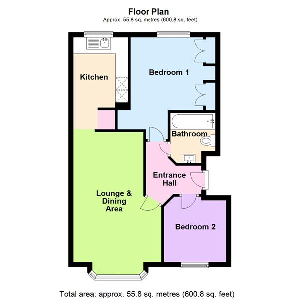 Floor Plan Image for 2 Bedroom Apartment for Sale in Mansfield Apartments, Templeton Drive, Fearnhead, Warrington, WA2