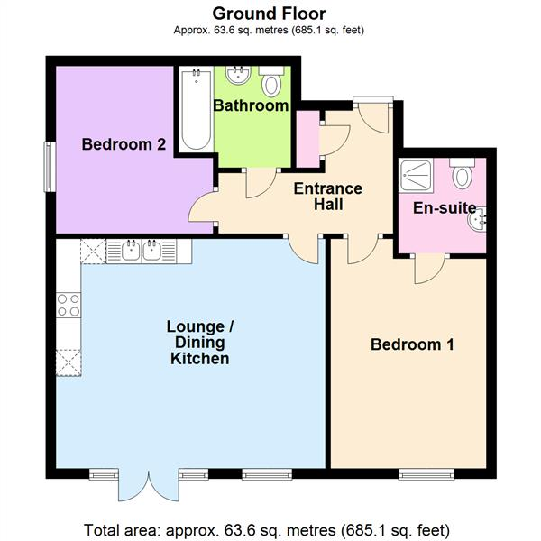 Floor Plan Image for 2 Bedroom Apartment for Sale in Priestley Court, Elphins Drive, Warrington, WA4