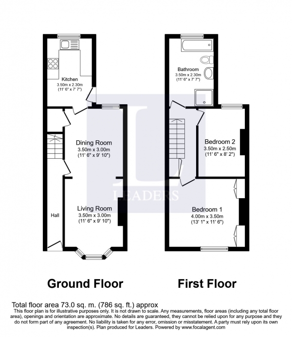 Floor Plan for 2 Bedroom Terraced House to Rent in Pageant ...