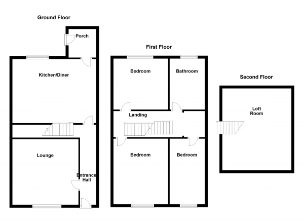 Floor Plan Image for 3 Bedroom End of Terrace House for Sale in Church Lane, Heckmondwike, West Yorkshire, WF16