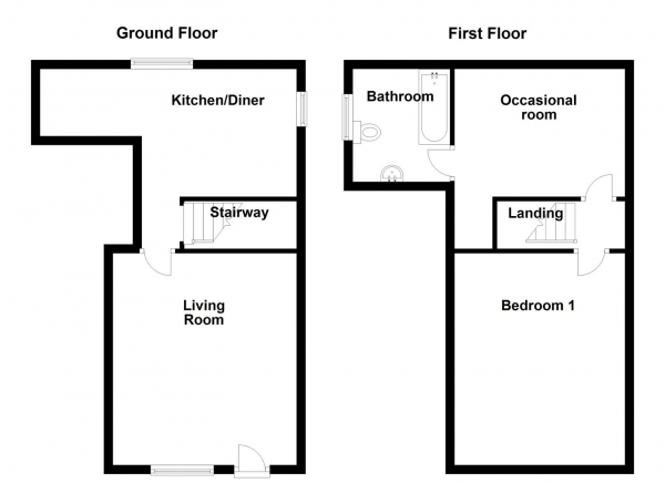 Floor Plan Image for 2 Bedroom End of Terrace House for Sale in Chapel Lane, Heckmondwike