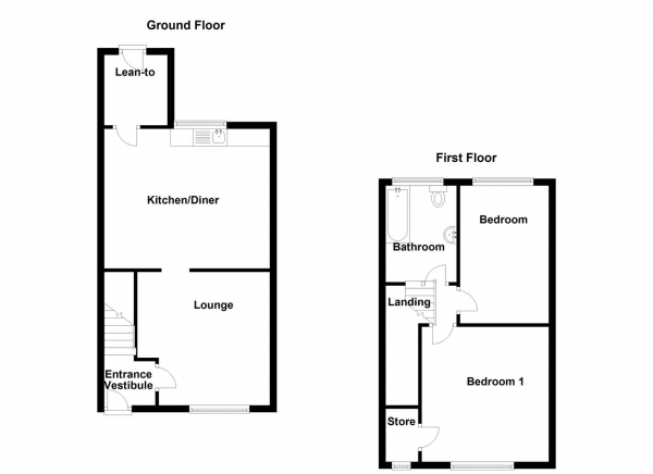 Floor Plan Image for 2 Bedroom Terraced House for Sale in Powell Street, Heckmondwike