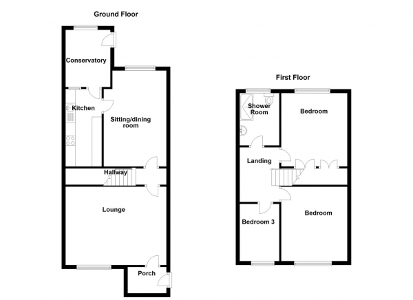 Floor Plan Image for 3 Bedroom End of Terrace House for Sale in Sheila Terrace, Heckmondwike