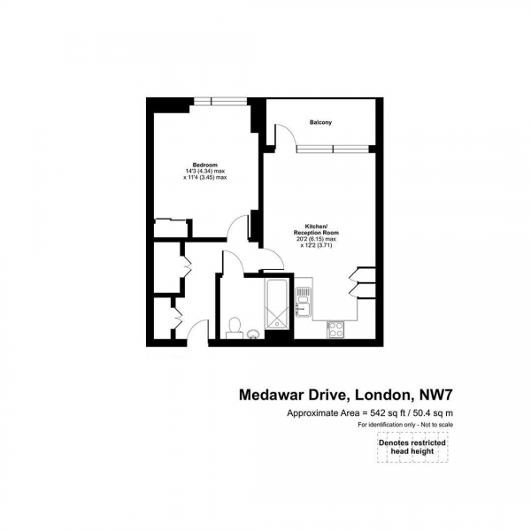 Floor Plan Image for 1 Bedroom Flat for Sale in Medawar Drive, Mill Hill, London