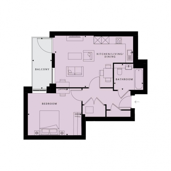 Floor Plan Image for 1 Bedroom Flat for Sale in Ridgeway Views, Mill Hill