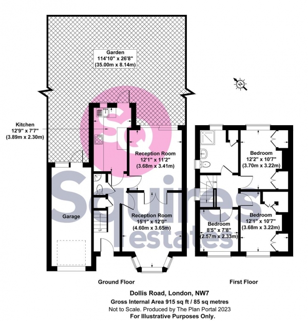 Floor Plan Image for 3 Bedroom Semi-Detached House for Sale in Dollis Road, Mill Hill