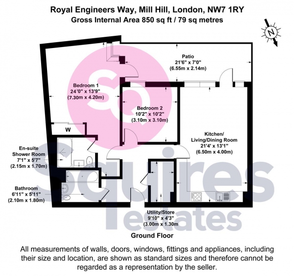 Floor Plan Image for 2 Bedroom Flat for Sale in Royal Engineers Way, Mill Hill, London