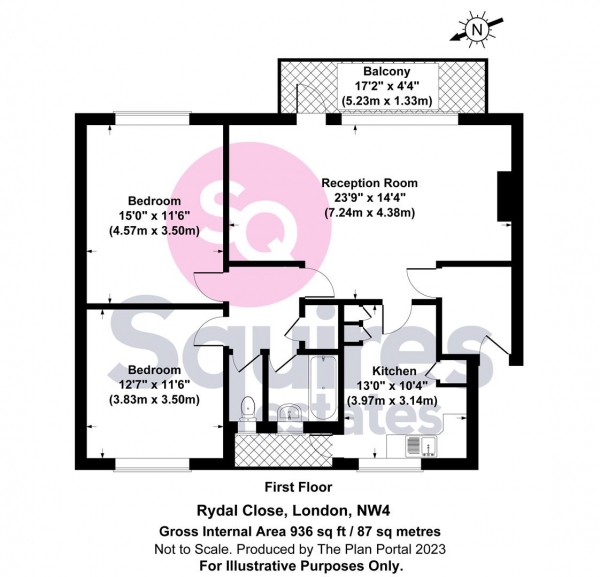 Floor Plan Image for 2 Bedroom Flat for Sale in Holders Hill Road, Hendon, London