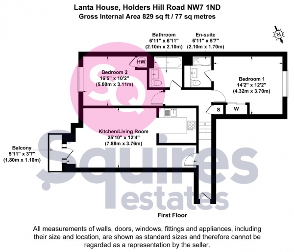 Floor Plan Image for 2 Bedroom Flat for Sale in Holders Hill Road, Mill Hill, London