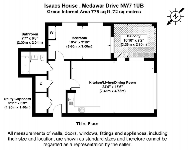 Floor Plan Image for 1 Bedroom Flat for Sale in Medawar Drive, Mill Hill, London