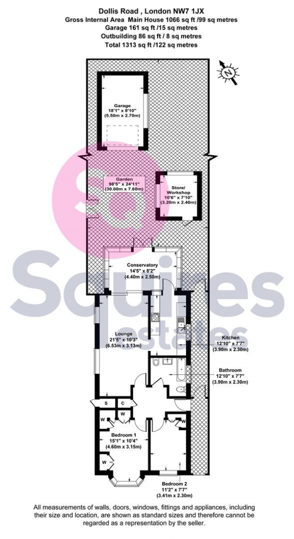 Floor Plan Image for 2 Bedroom Detached House for Sale in Dollis Road, Mill Hill