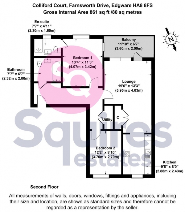 Floor Plan Image for 2 Bedroom Flat for Sale in Farnsworth Drive, Edgware