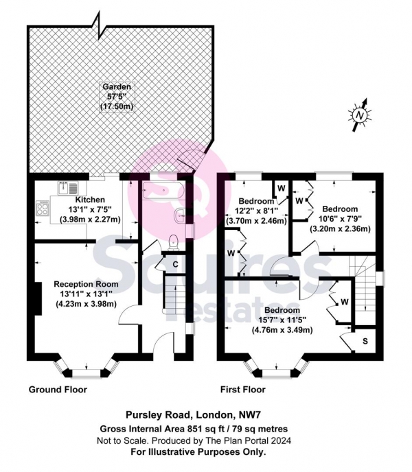 Floor Plan Image for 3 Bedroom Semi-Detached House for Sale in Pursley Road, Mill Hill