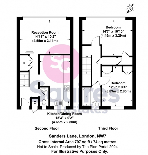 Floor Plan Image for 2 Bedroom Flat for Sale in Sanders Lane, Mill Hill, London