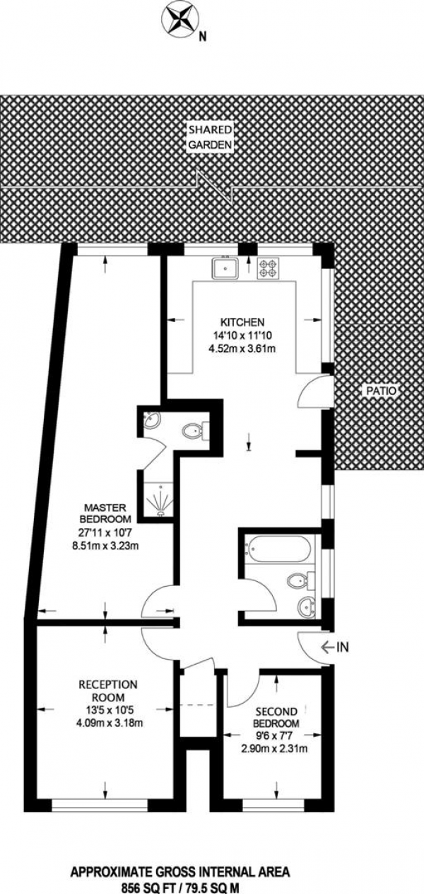 Floor Plan Image for 2 Bedroom Flat for Sale in Vineyard Avenue, Mill Hill