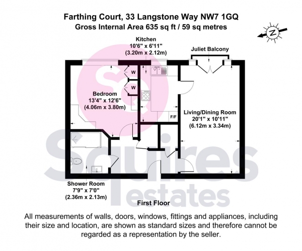 Floor Plan Image for 1 Bedroom Retirement Property for Sale in Langstone Way, Mill Hill, London