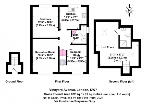 Floor Plan Image for 2 Bedroom Flat for Sale in Vineyard Avenue, Mill Hill