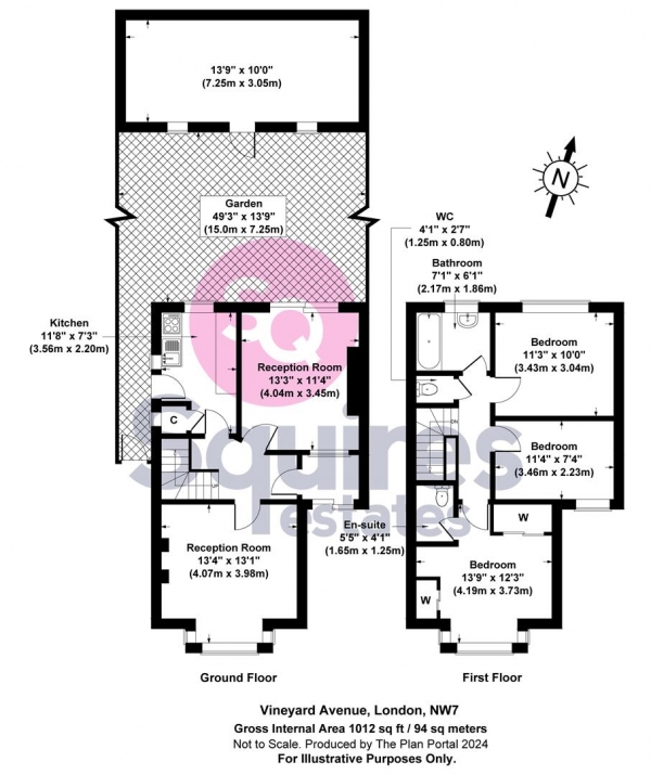 Floor Plan Image for 3 Bedroom Semi-Detached House for Sale in Vineyard Avenue, Mill Hill