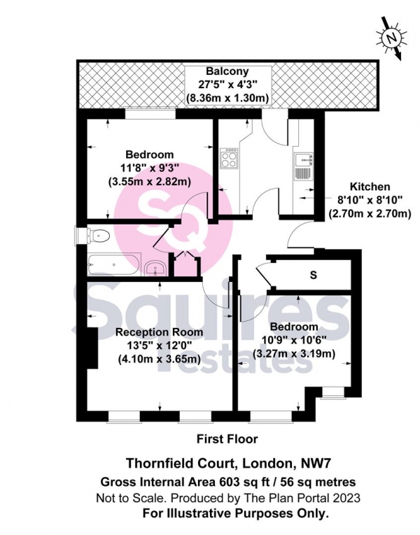 Floor Plan Image for 2 Bedroom Flat for Sale in Holders Hill Road, Mill Hill